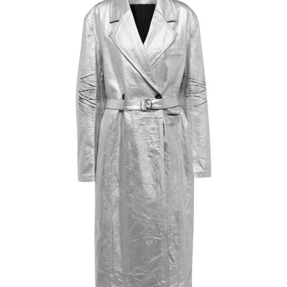 Peter Do Metallic Coated Denim Trench Coat - Picture 4 of 4